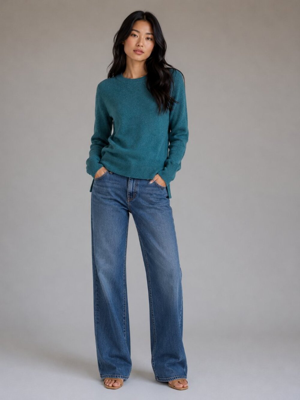 Cashmere J.Crew Sweater W/ XS Green Crewneck Long Sleeve Knit LN/NWOT